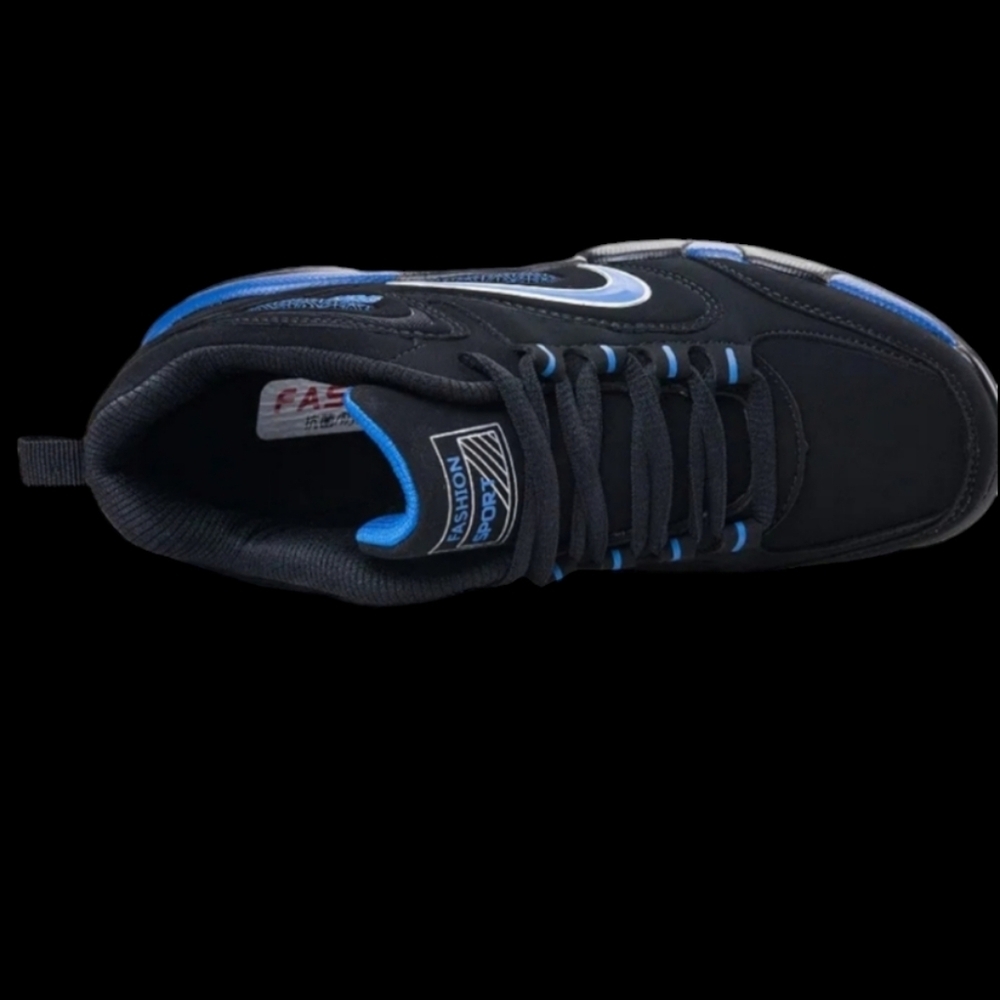 NWOT Men's US 6.5 Casual Fashion Sport Tennis Shoes, Black & Blue - Picture 8 of 9